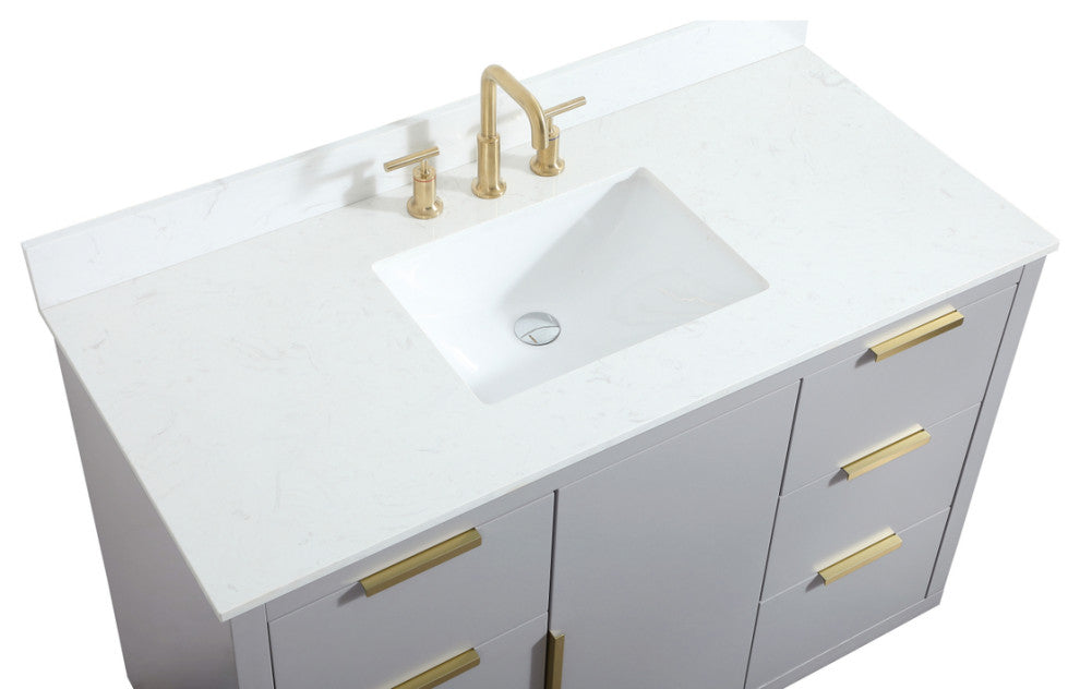 48" Single Bathroom Vanity, Gray, With Backsplash
