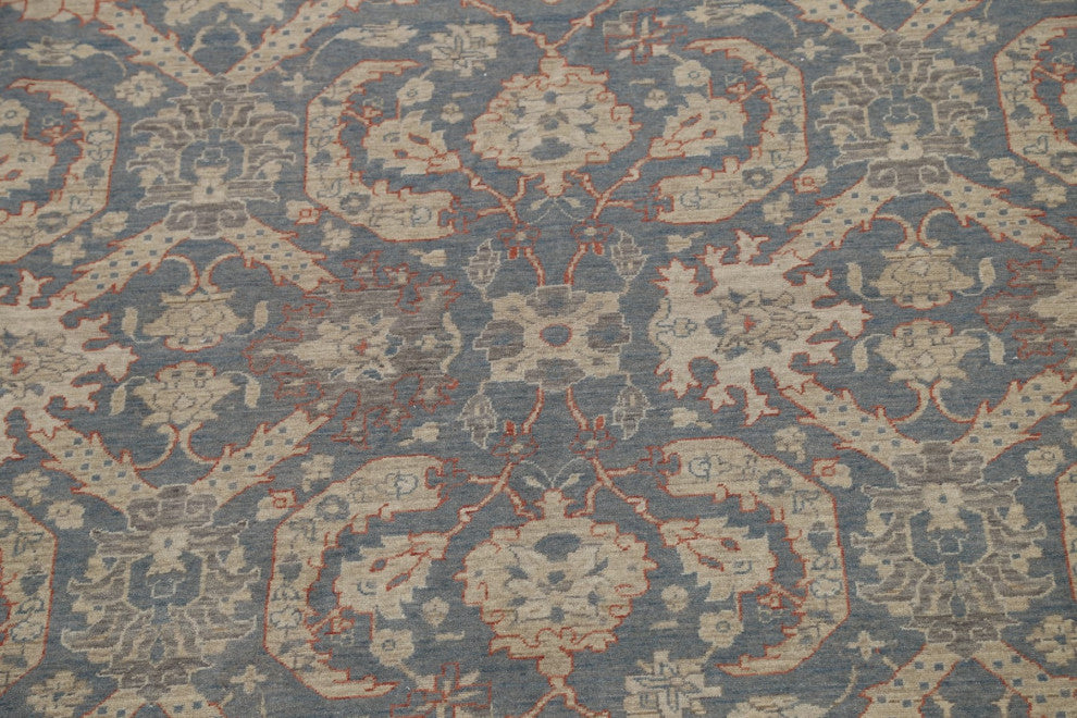 Silver Washed Geometric Ziegler Turkish Oriental Area Rug 10x13 Wool Carpet