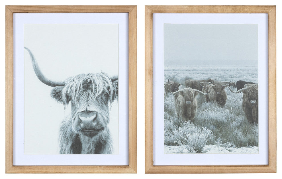 Set of Two Wooden Highland Cows Wall Art