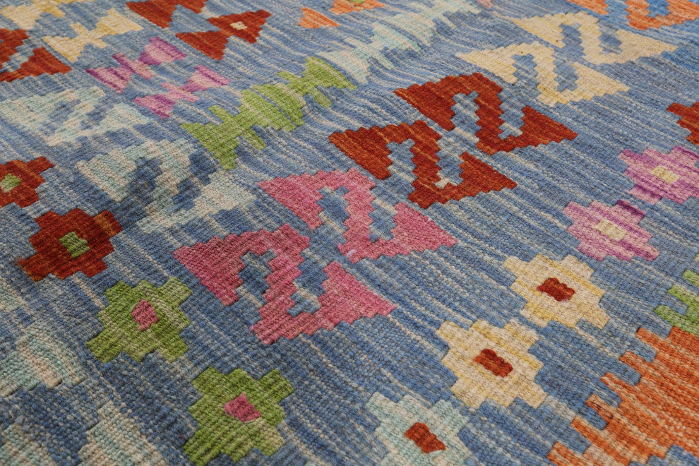 6' 10" X 9' 8" Reversible Flat Weave Kilim Rug Q8294