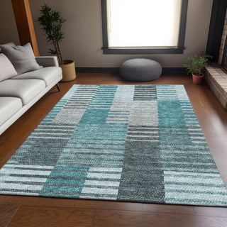 Premium Machine Washable Mayfield AMF687 Teal 5' x 7'6" Rug