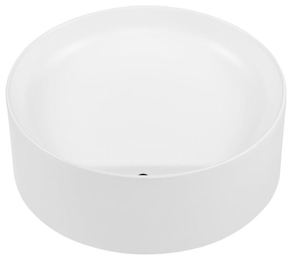 Beau 16.5" Round Vessel Bathroom Sink, Matte White