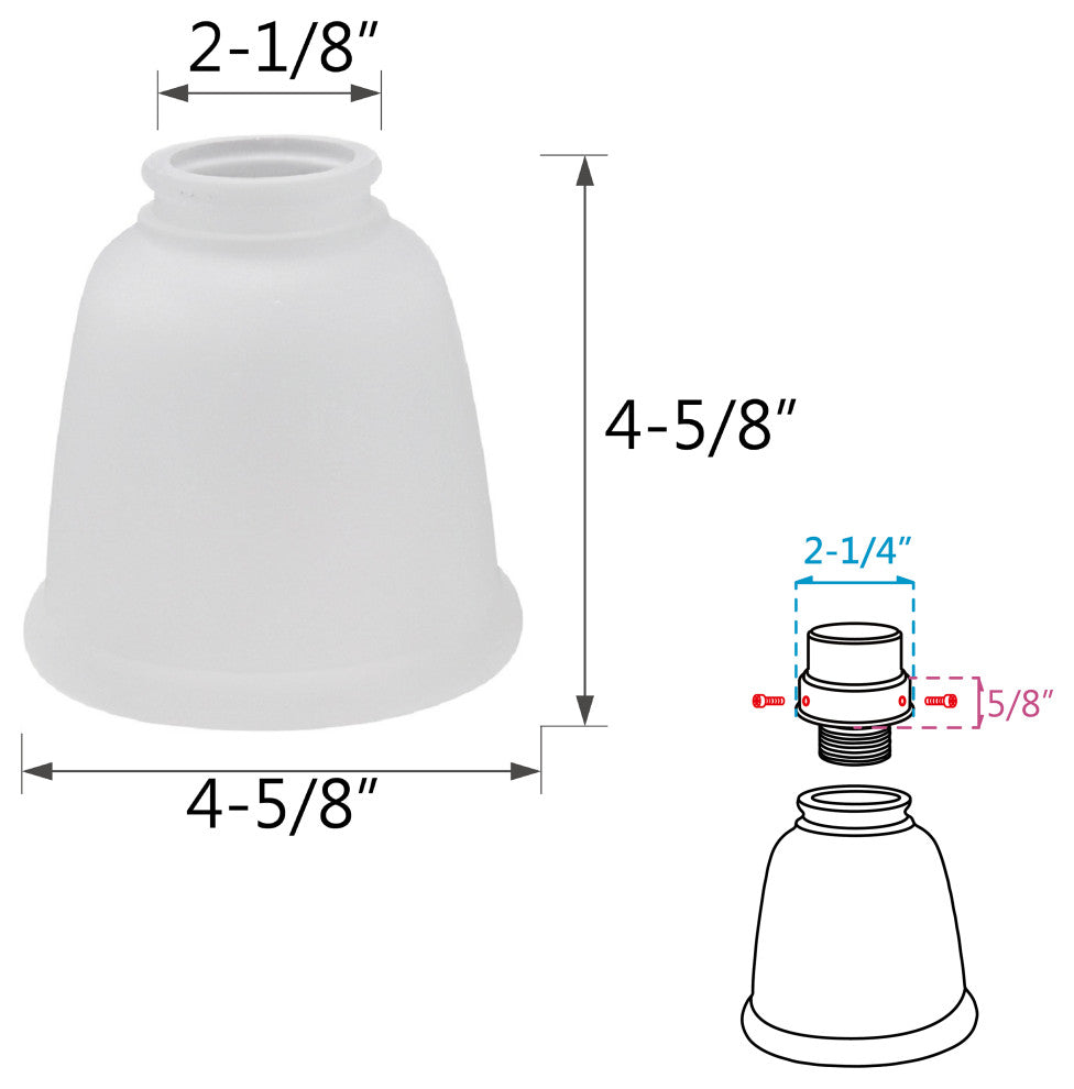 Aspen Creative 23045-4 Bell Shaped Frosted Replacement Glass Shade 4 Pack