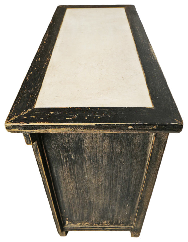 Marble Top Black Rustic Nightstand