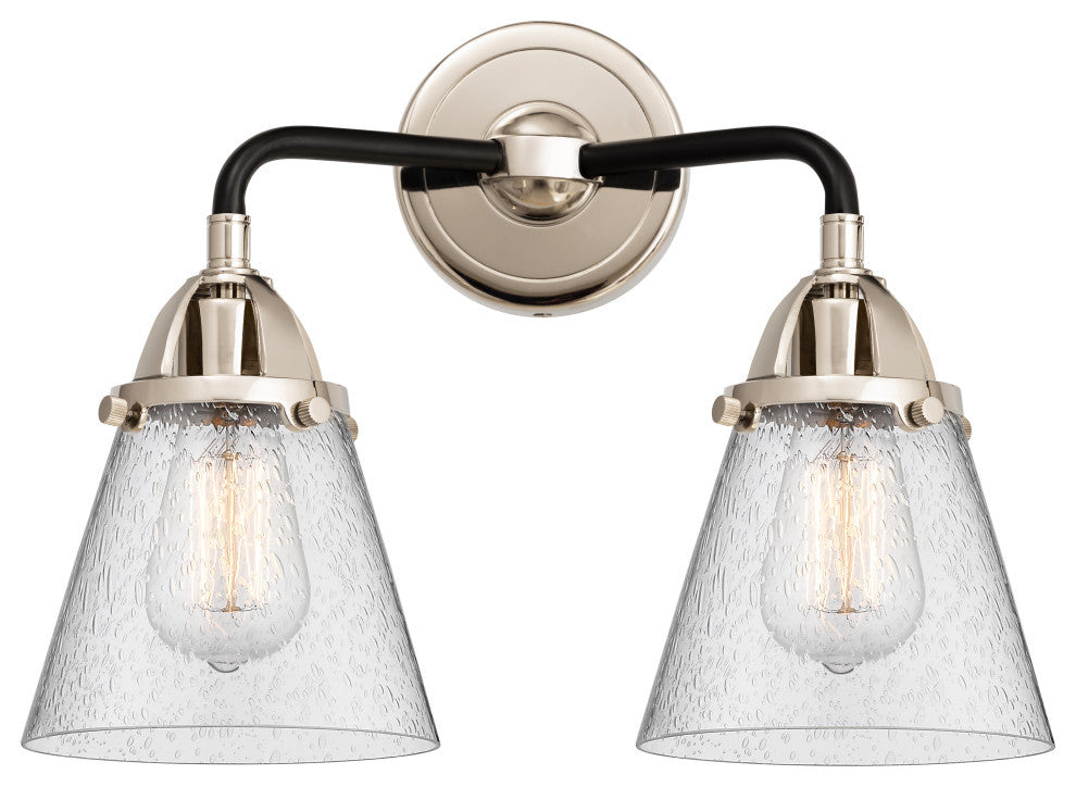 Small Cone Bath Vanity Light, Black Polished Nickel, Seedy, Seedy