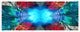 Blue Fractal Circles and Waves, Abstract Canvas Art Print, 70"x28", 6 Panels