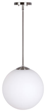 1-LT 14" Globe Glass Pendant, Brushed Nickel