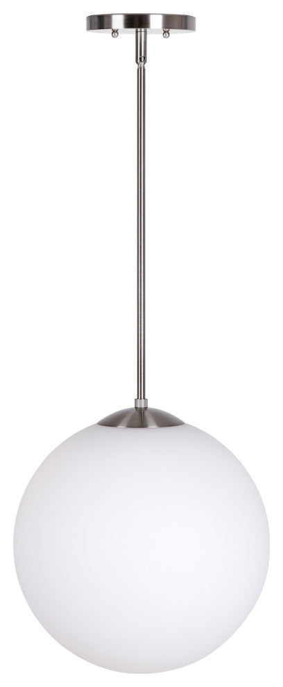 1-LT 14" Globe Glass Pendant, Brushed Nickel