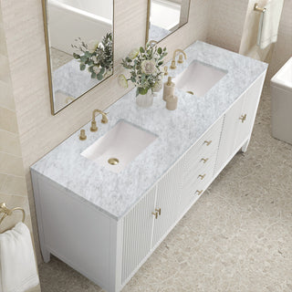 Myrrin 72" Double Vanity, Bright White, 3 CM Carrara White Marble Top