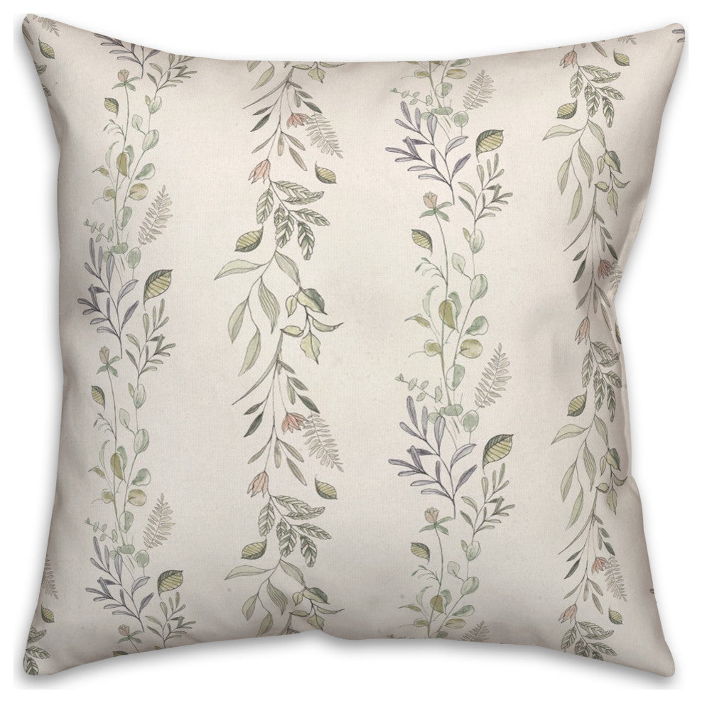 Vines On White 18 x 18 Spun Poly Pillow
