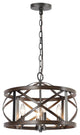 LNC Distressed Farmhouse Drum Cage Chandelier, Black, 4 Lights