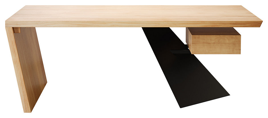 63" Rustic Industrial Natural Wooden Writing Desk for Office with Drawer