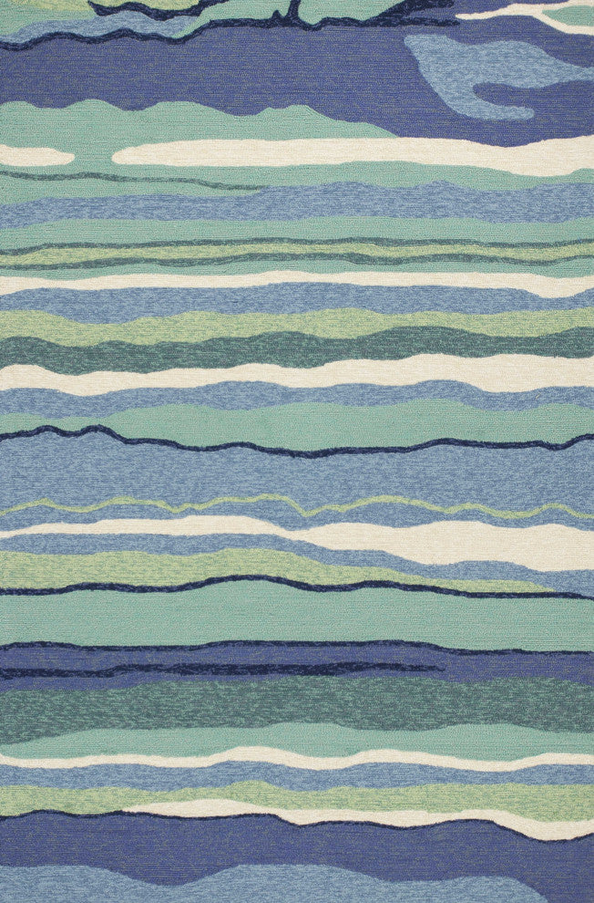 HomeRoots 5' x 7' Ocean Abstract Design UV Treated Indoor Outdoor Area Rug
