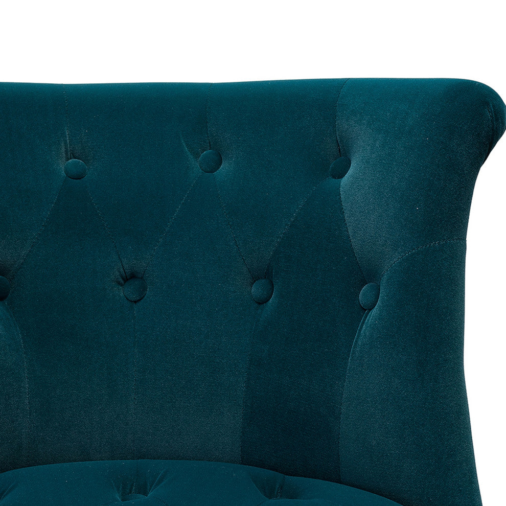 Jane Uphlostered Ottoman Accent Chair, Teal