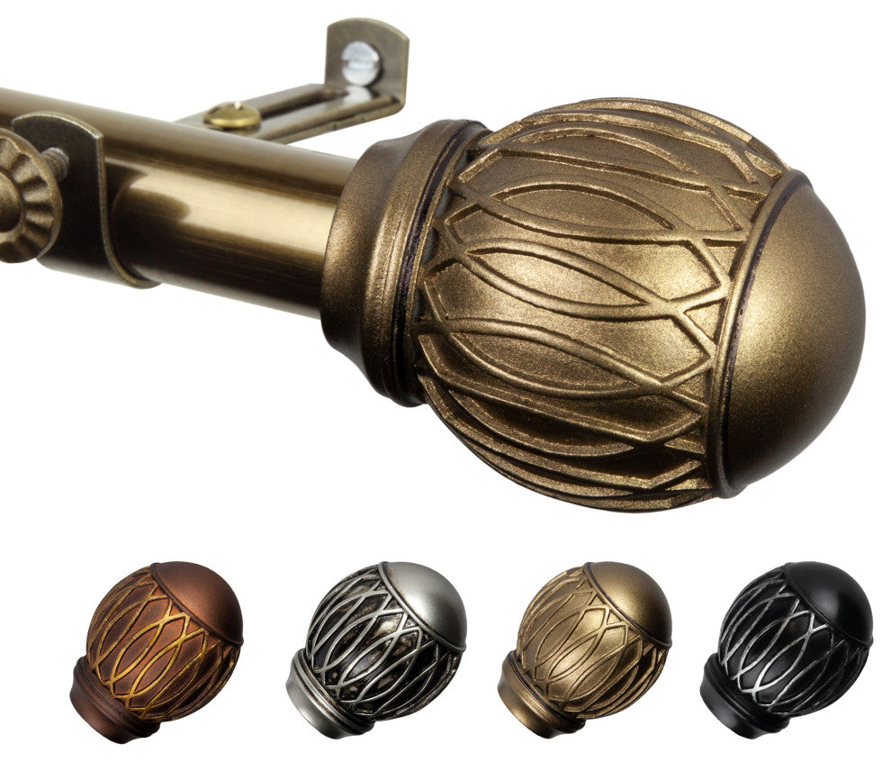 Denny 13/16" Curtain Rod, Antique Brass, 28-48"