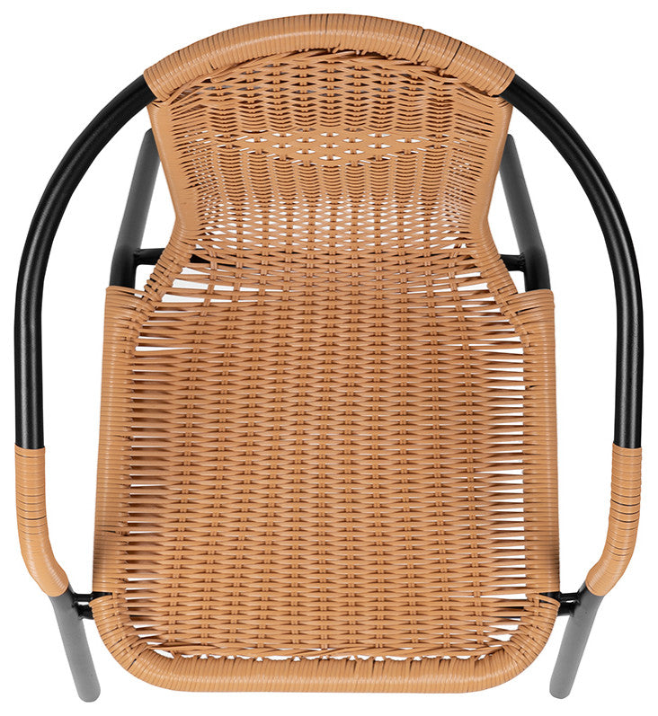2 Pack Rattan Indoor-Outdoor Stack Chair, Beige