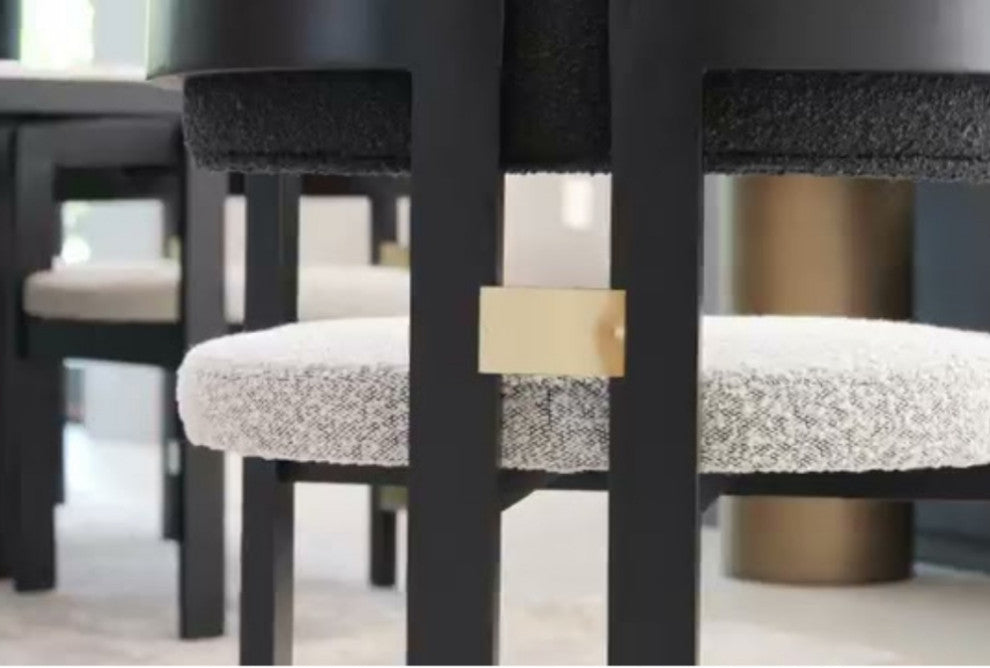 Conan Wood Dining Armchair Chair, Black and White