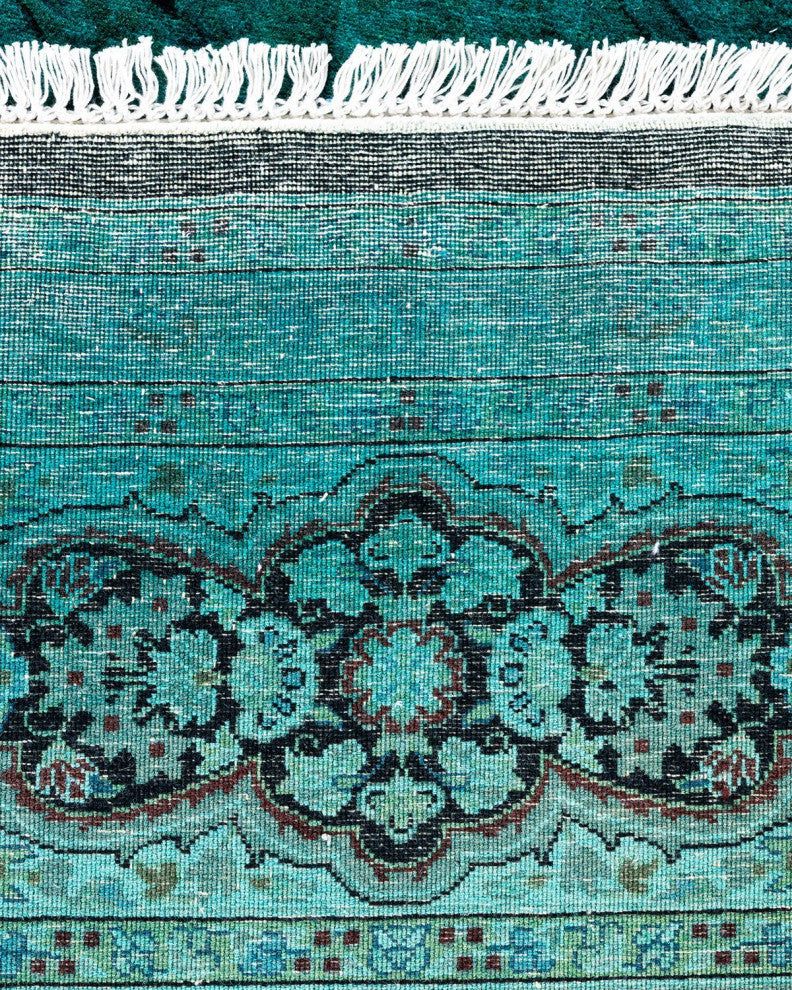 Fine Vibrance, One-of-a-Kind Hand-Knotted Area Rug Green, 8'1"x8'1"