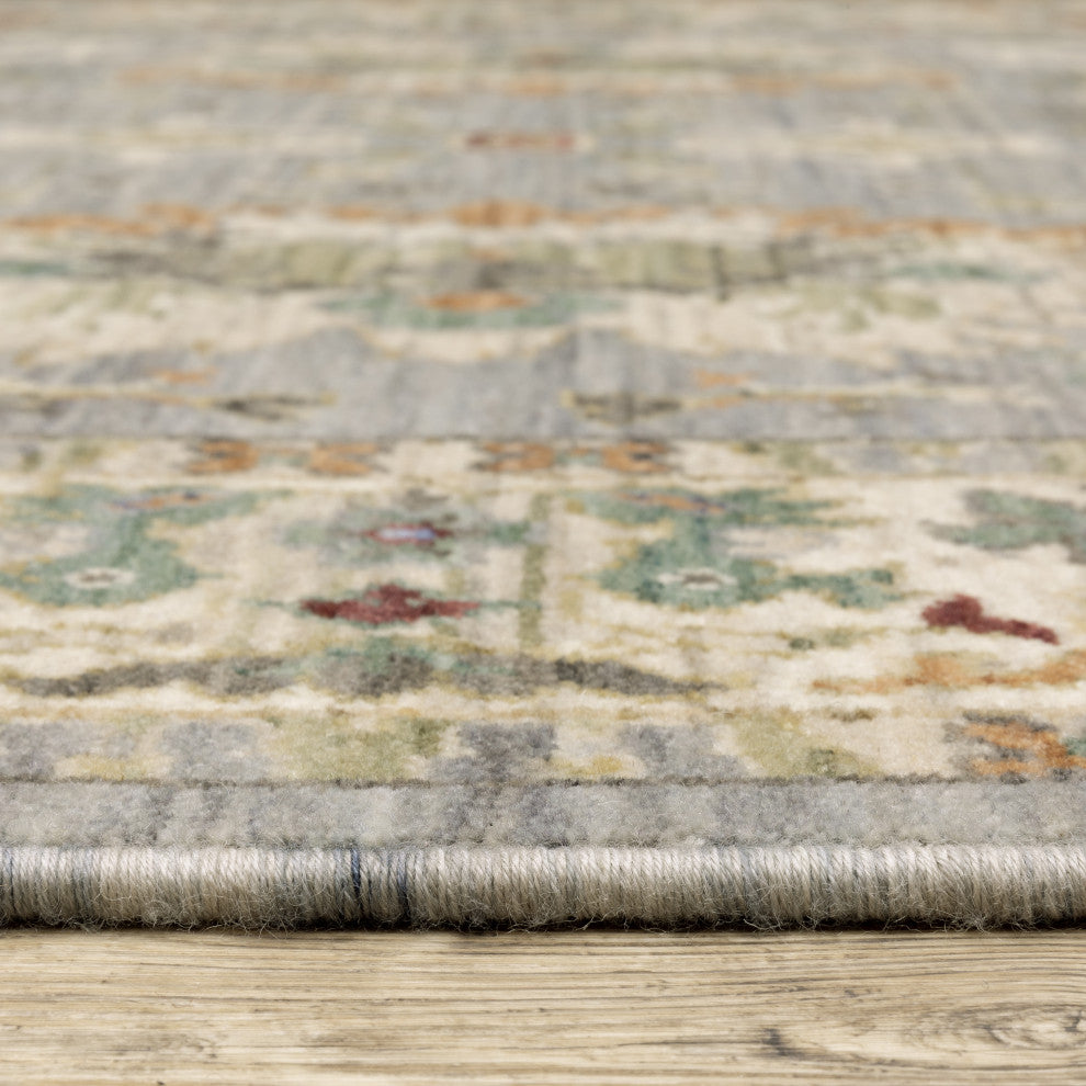 Leoness Oriental Indoor Area Rug, Grey, 2'6" X 12'