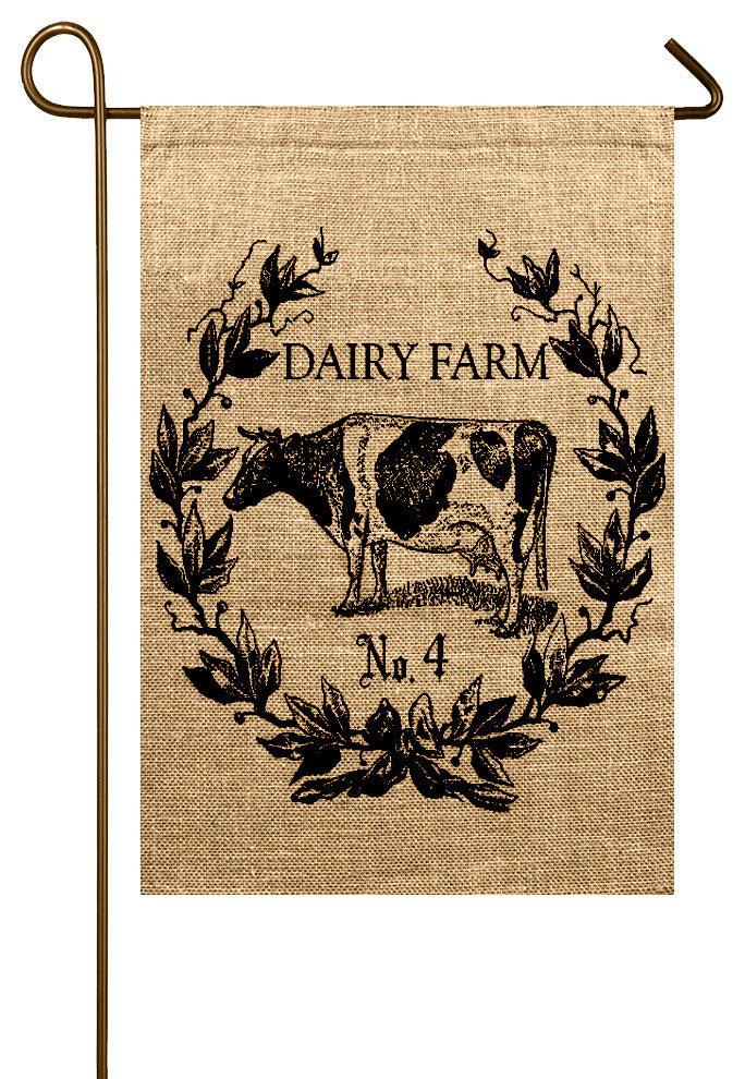 Cow Burlap Garden Flag