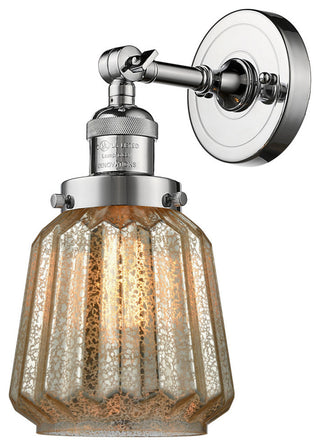 Chatham 1-Light Sconce, Mercury Fluted Glass, Polished Chrome