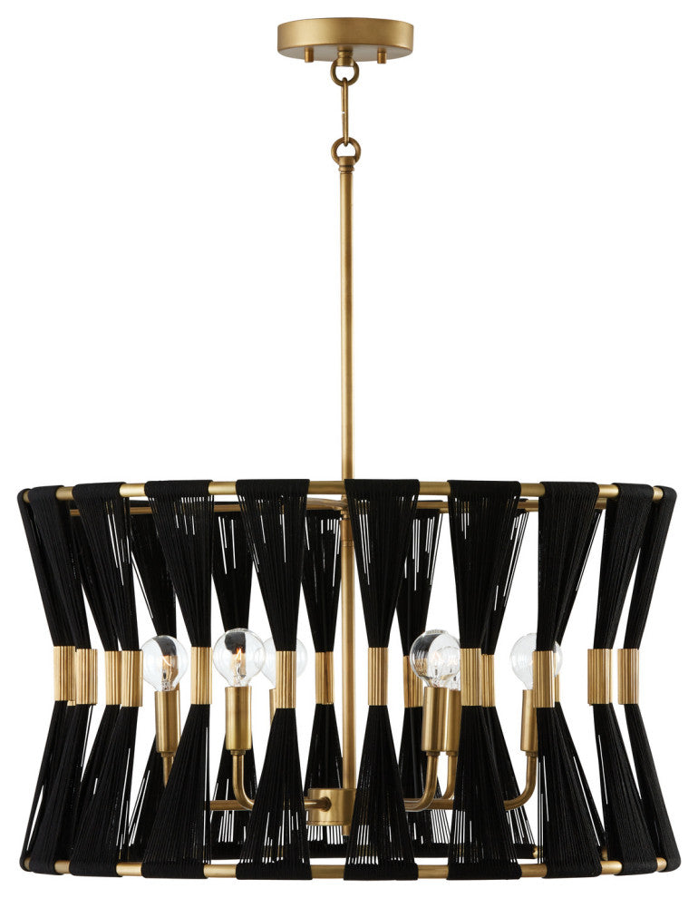 Capital Lighting 341161 Bianca 6 Light 25"W Drum Chandelier - Bleached Natural