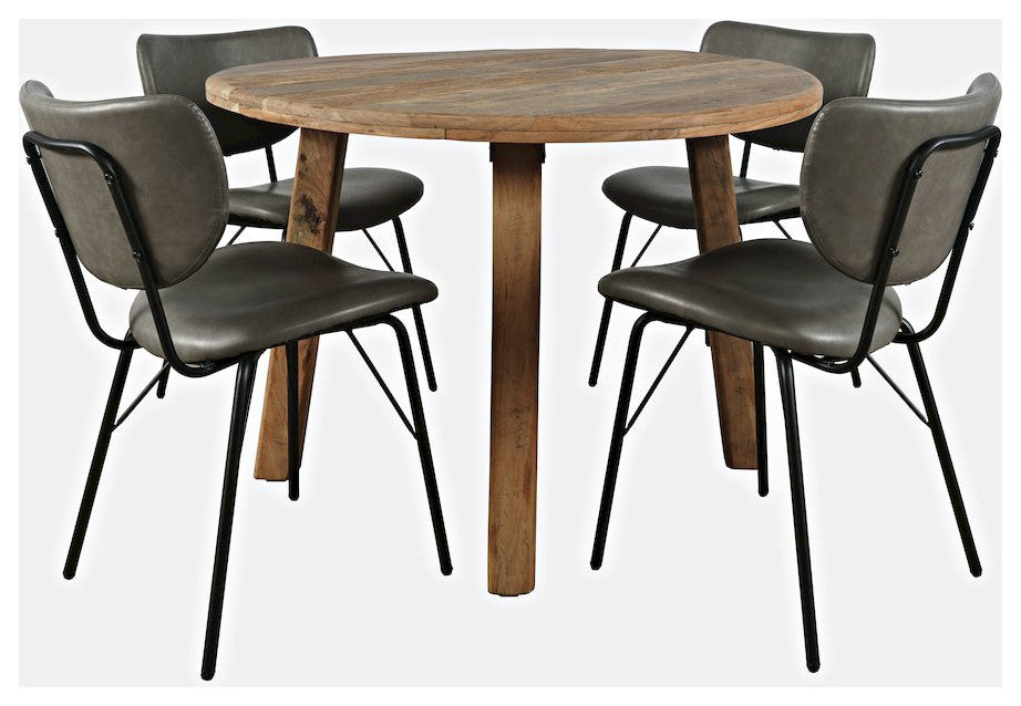 Reclamation Five Piece Round Rustic Reclaimed Solid Wood Round Dining Set