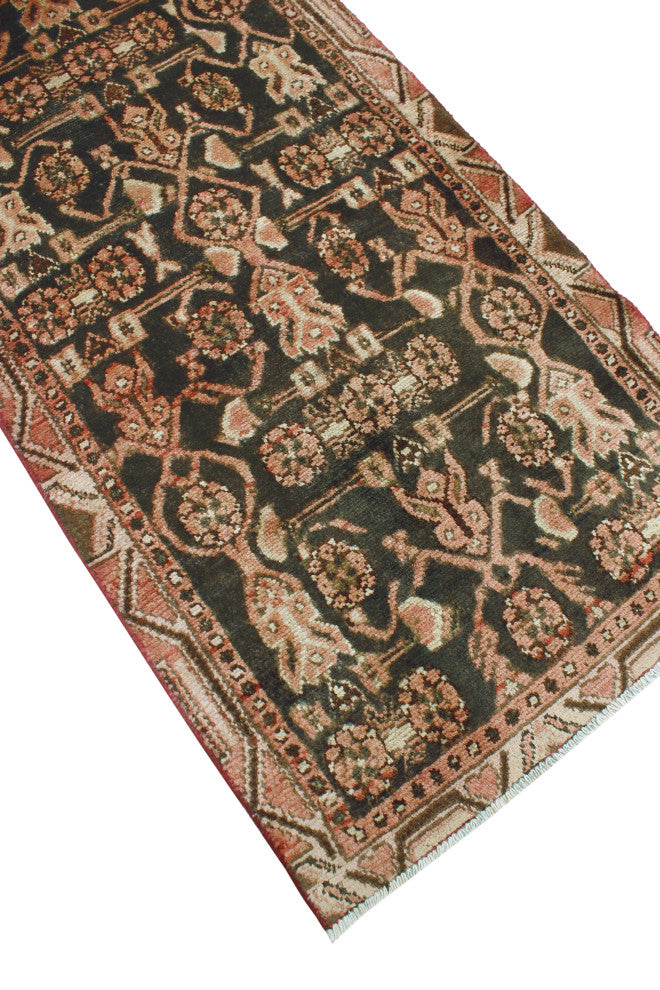 Fine Vintage Distressed Theron Charcoal/Beige Runner, 2'7 x 8'9