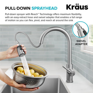 KRAUS Coda 2-Function 1-Handle Pull Down Kitchen Faucet Matte Black