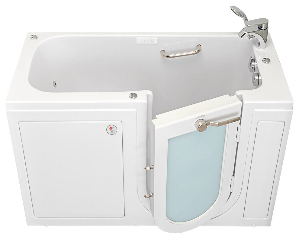 Ella Lounger 27"x60" Acrylic Massage Walk-In Bathtub, Outward Swing Door, Faucet