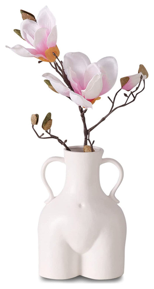Body Shaped Ceramic Vase, 8.75", White