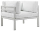 Benzara BM287772 Outdoor Armchair, White Aluminum, Water Resistant Cushions