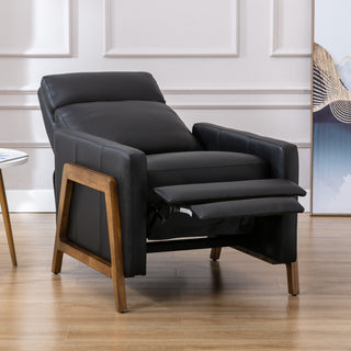 Reed Leather Push Back Recliner, Black