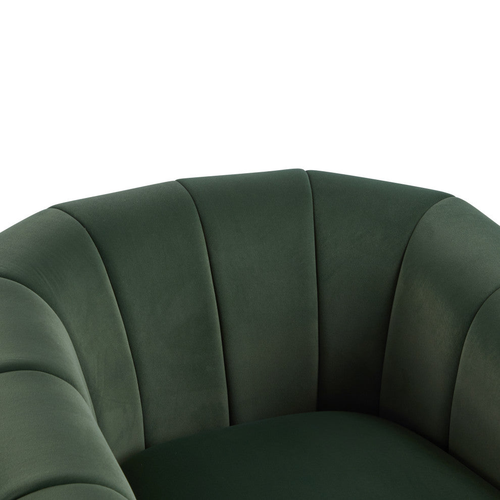 GDF Studio 360Â° Modern Swivel Club Chair, Metal Base, Velvet/Olive Green