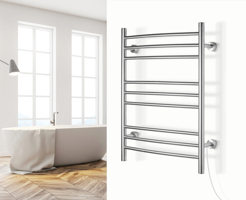 Riviera Towel Warmer, Brushed, Dual Connection, 9 Bars