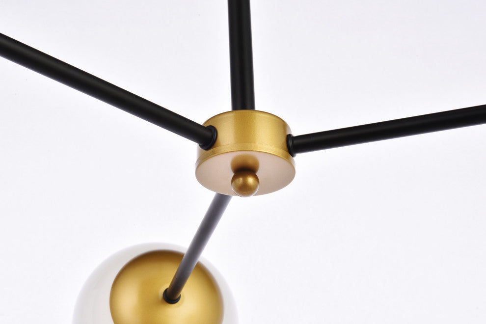 Brooke 32" Pendant, Black and Brass With White Shade