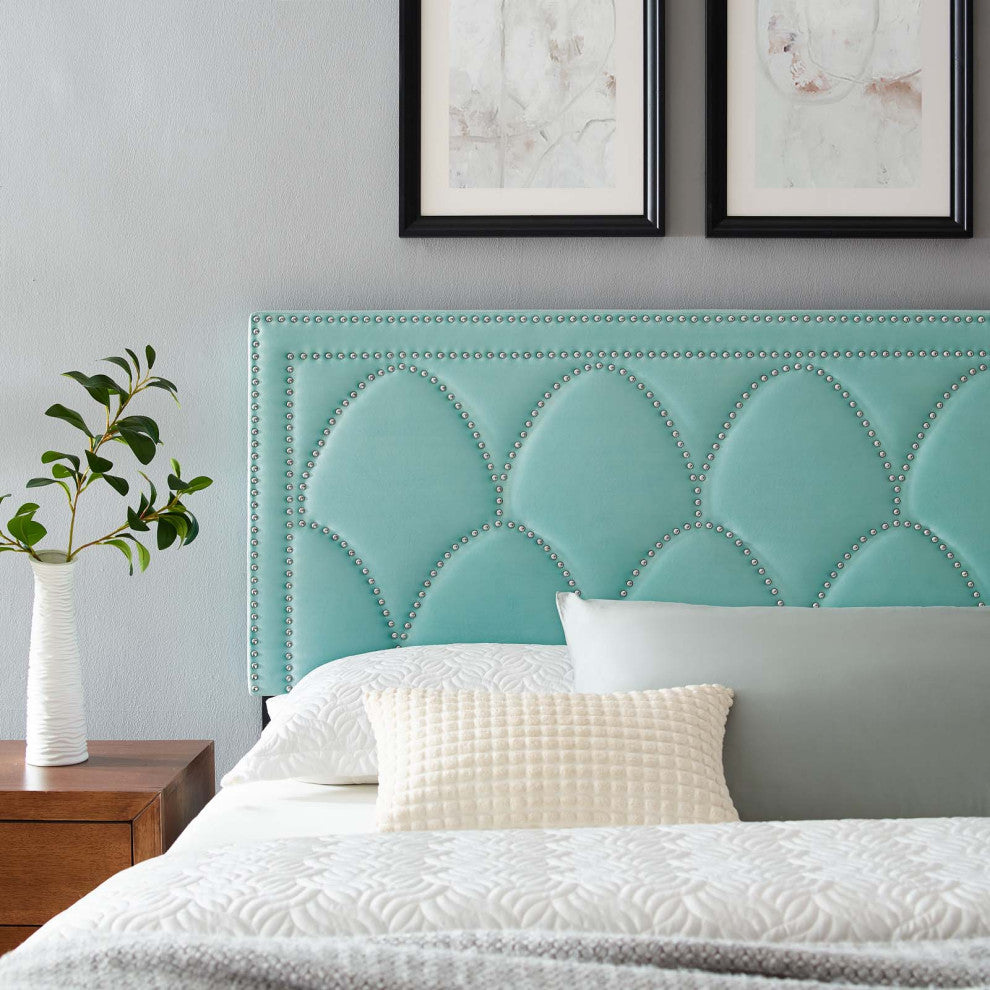 Greta Performance Velvet Twin Headboard, Mint