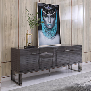 Modrest Splendor Grey High Gloss Slatted Buffet