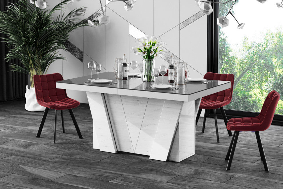 ALETA Extendable Dining Table, Grey/White