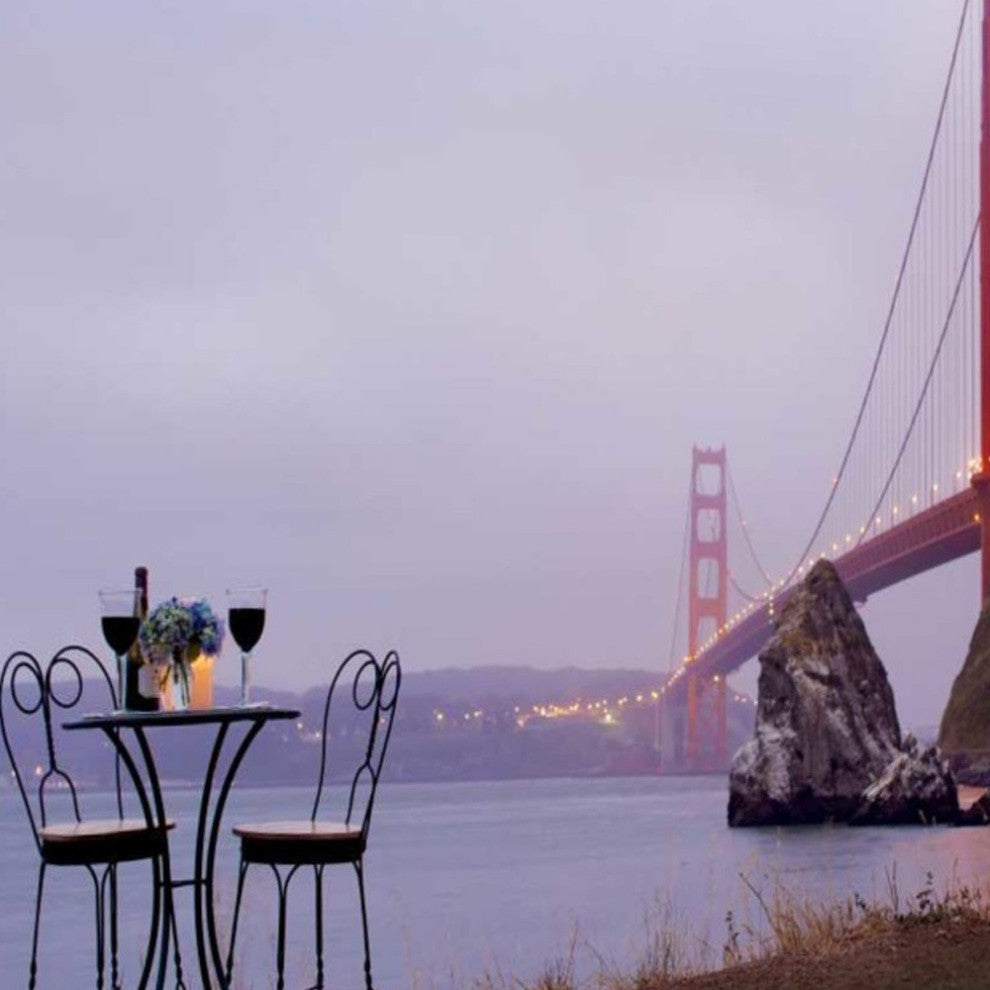 Bistro Caf" For Two Golden Gate Bridge 3 Giclee Wrap Canvas Wall Art