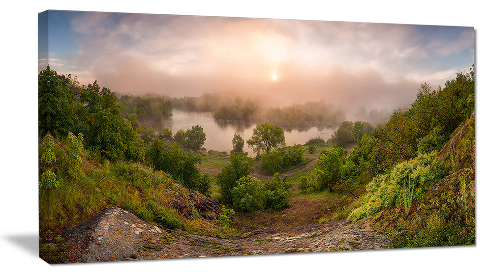 "Rising Above the River Mist" Landscape Photo Wall Art, 40"x20"