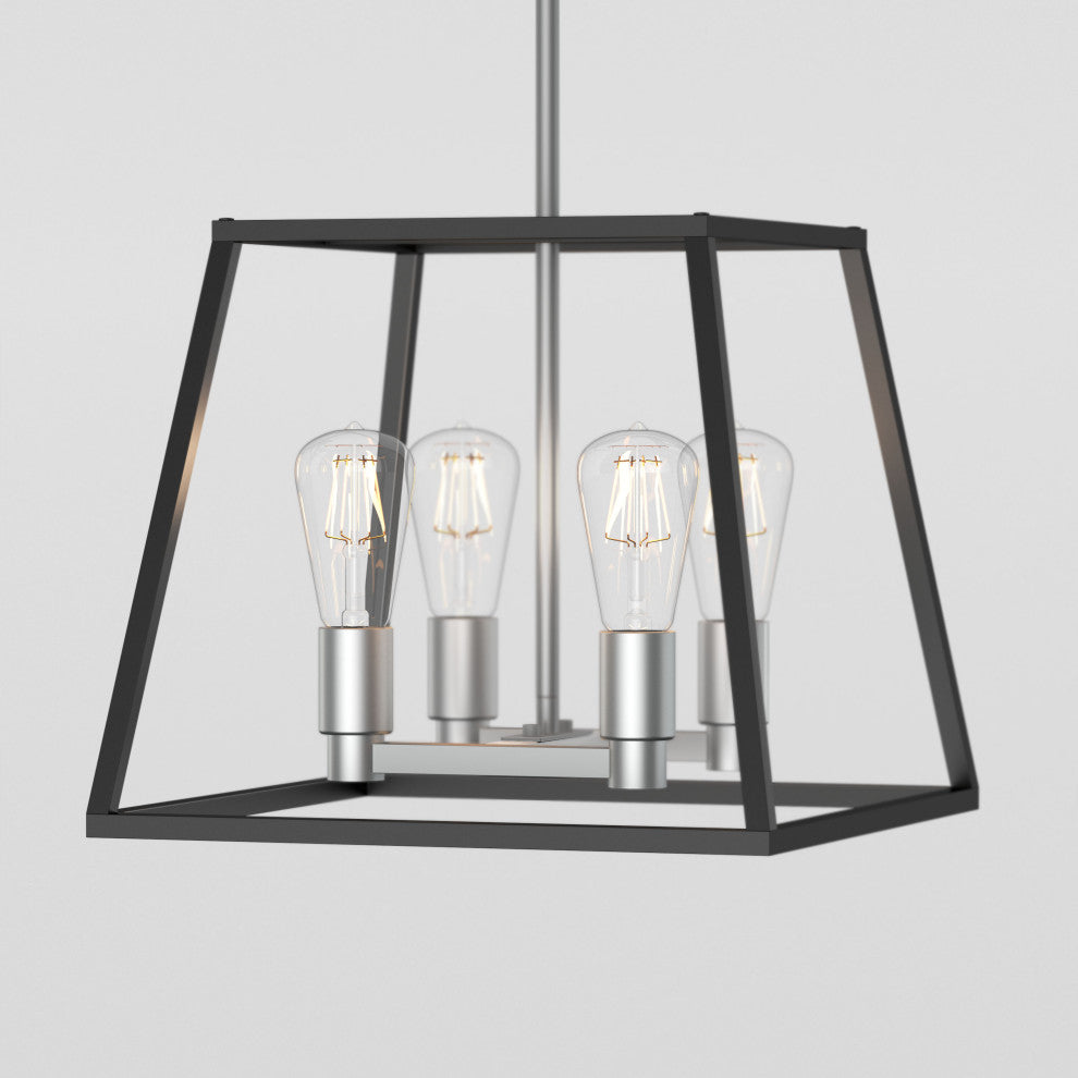 Artika Carter Square Chandelier, Silver & Black