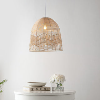 Nova 20.25" 1-Light Rattan 180" Plug-In or Hardwired LED Pendant, Brown, Sofia