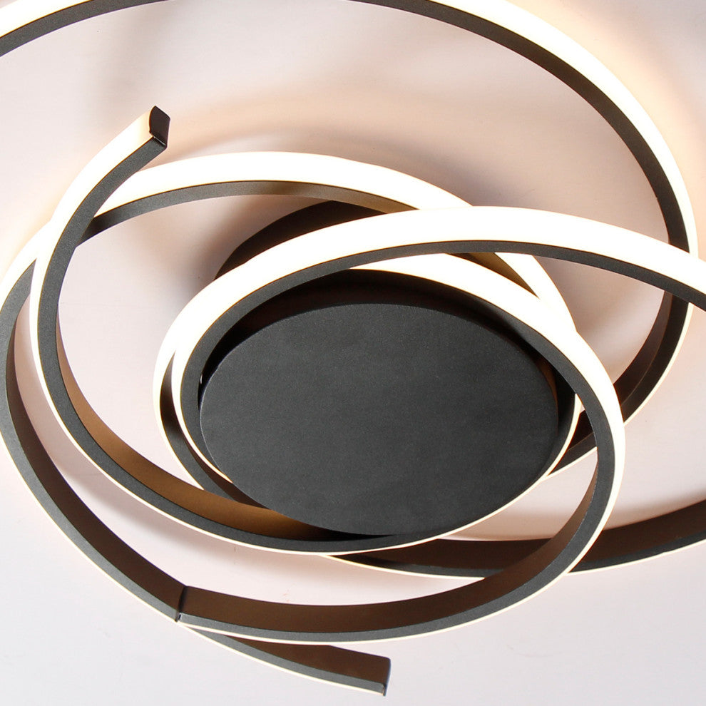 22" LED Semi Flush Mount Light Modern Ceiling Lamp, Black