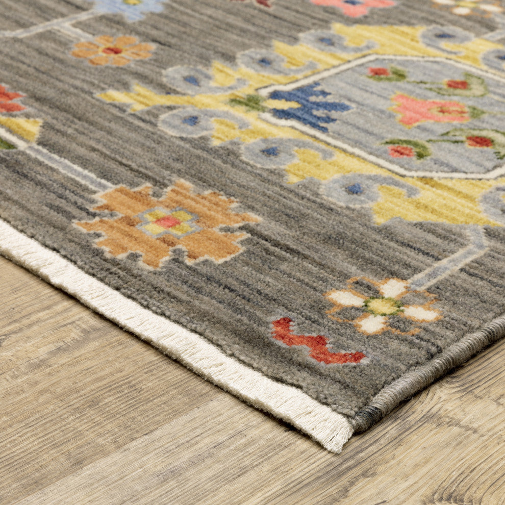 Leoness Floral Puffs Indoor Area Rug, Grey, 6'7" x 9'6"