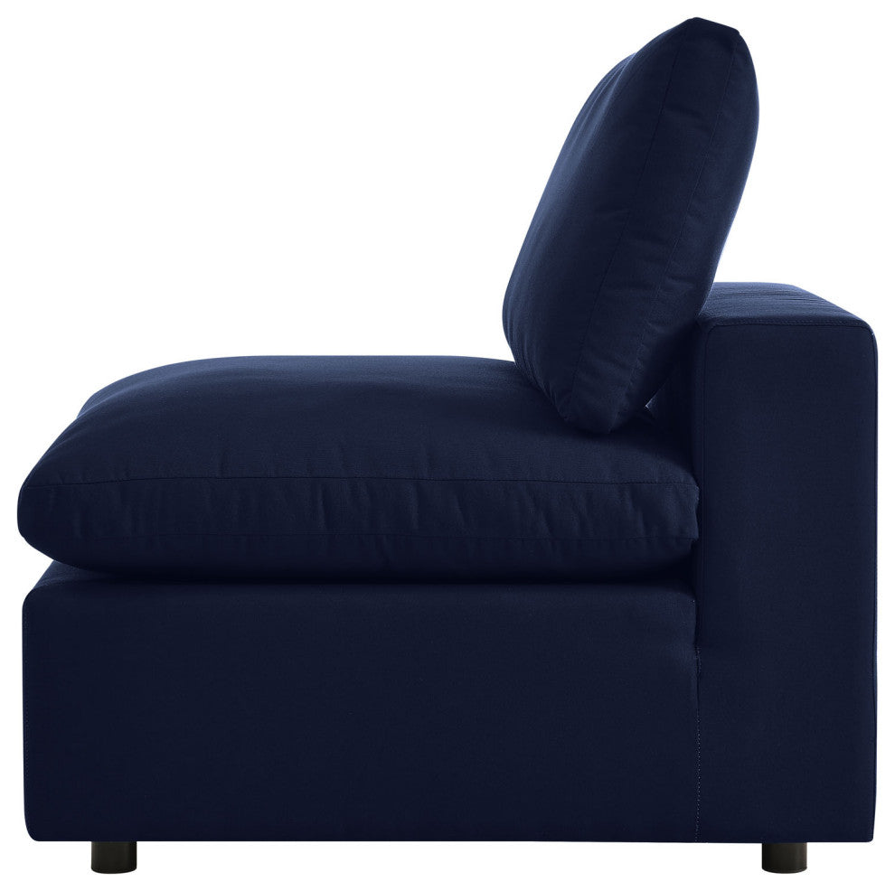 Modular Sectional Deep Sofa Chair Set, Sunbrella, Blue Navy, Outdoor Patio