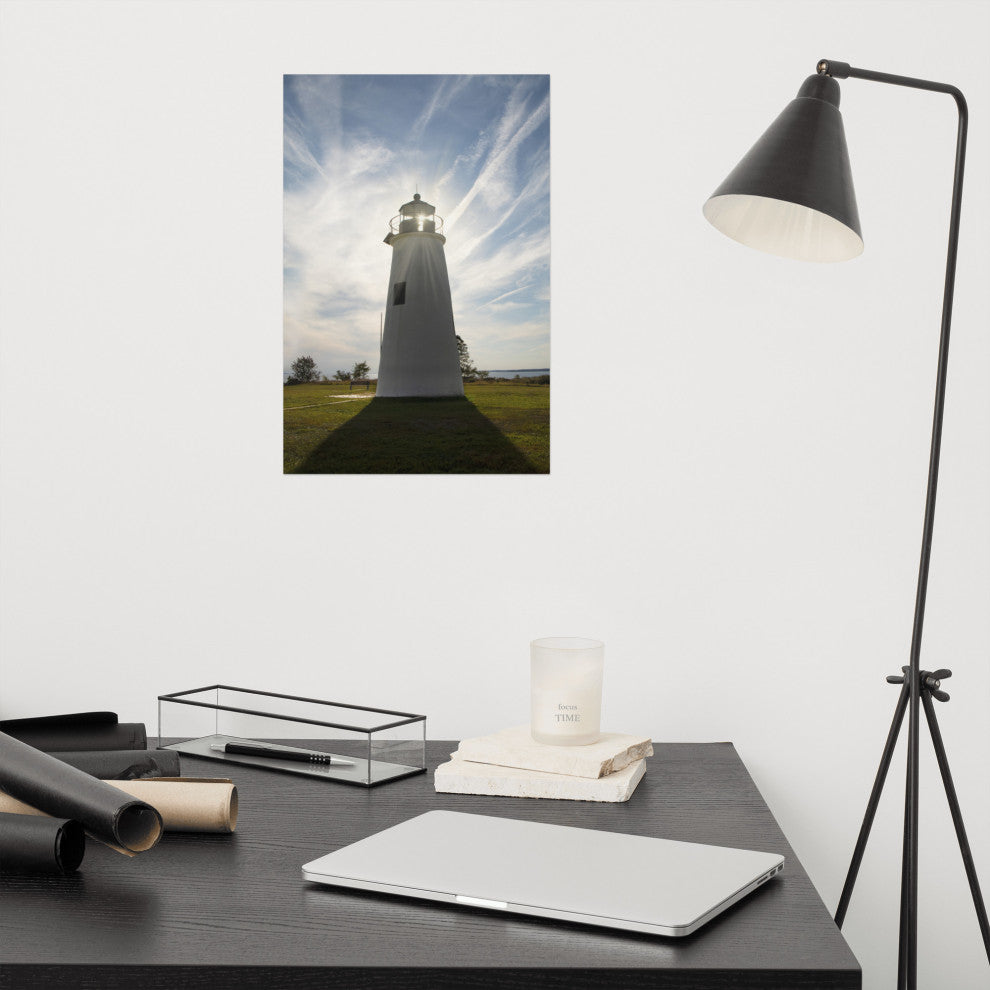Turkey Point Lighthouse with Sun Flare Unframed Wall Art Prints, 12" X 18"