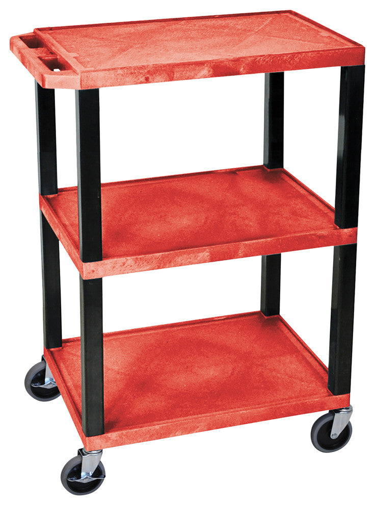 Luxor Red 3-Shelf Specialty Utility Cart