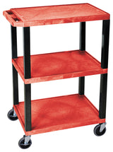 Luxor Red 3-Shelf Specialty Utility Cart