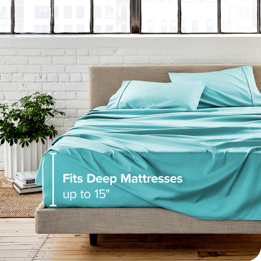 1800 Microfiber Sheet Set, Aqua, Full